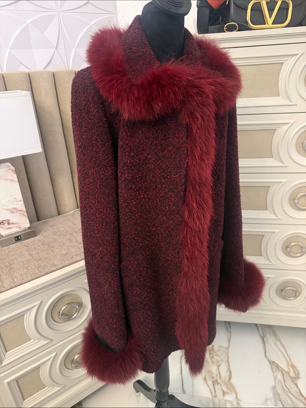 Real Fox fur trimmed coat - Picture 3 of 8